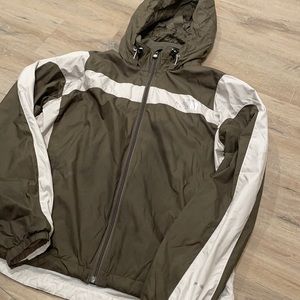 The North Face zip up hooded women’s rain jacket size S.